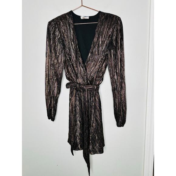 RAMY BROOK Multicolor Metallic A-Line Long Sleeves Elise Vincy Dress Size Small - Picture 10 of 16